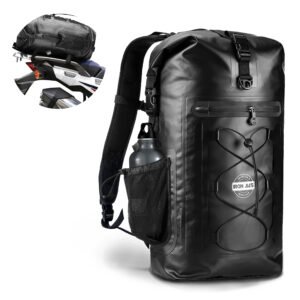 IRON JIA 500D PVC Waterproof Motorcycle Backpack: 35L, Motorbike Travel Bag