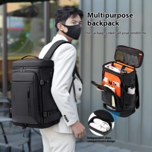 FENRUIEN Backpack School Bags Men Black Individual Shoe Storage 32L Large Capacity 16-inch Laptop Travel USB Charge Luggage