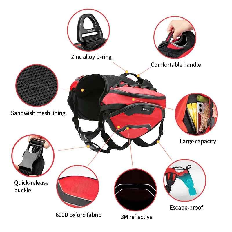 Truelove Dog Harness with Detachable Waterproof Backpack | Large Capacity Hiking & Outdoor Walking Bag 6 waterproof dog backpack harness