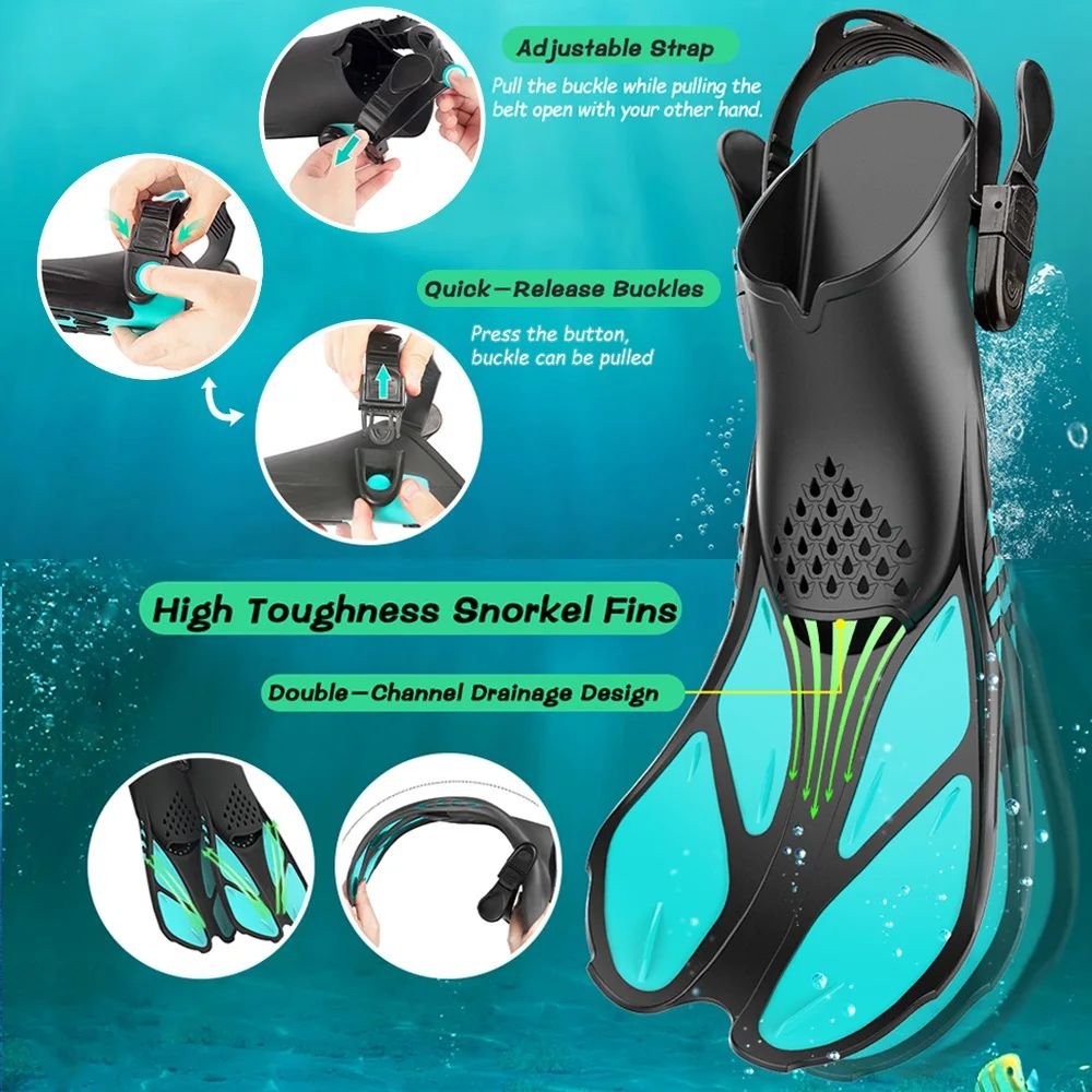 Adjustable Short Snorkel Fins Open Heel Travel Size