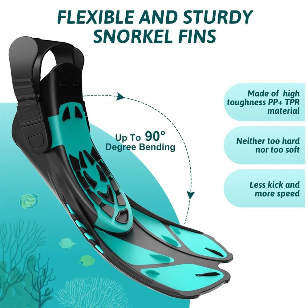 Adjustable Short Snorkel Fins Open Heel Travel Size