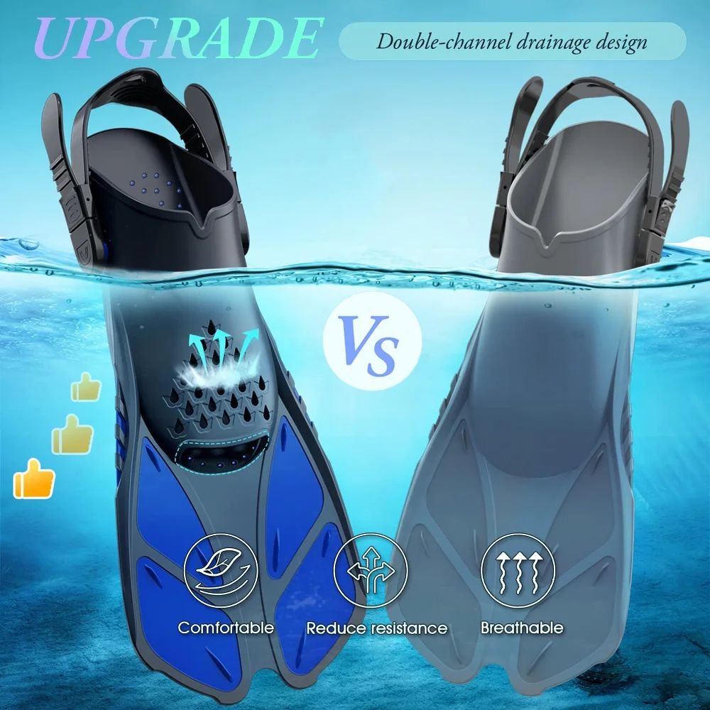 Adjustable Short Snorkel Fins Open Heel Travel Size