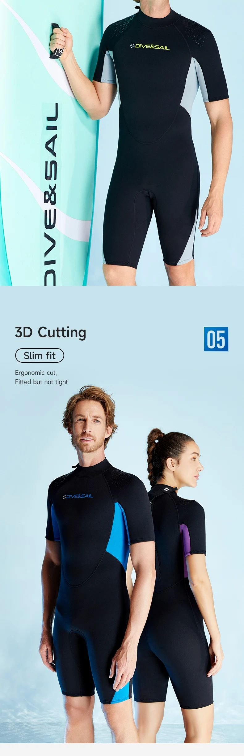 DIVE&SAIL 3mm Short Sleeve Neoprene Wetsuit