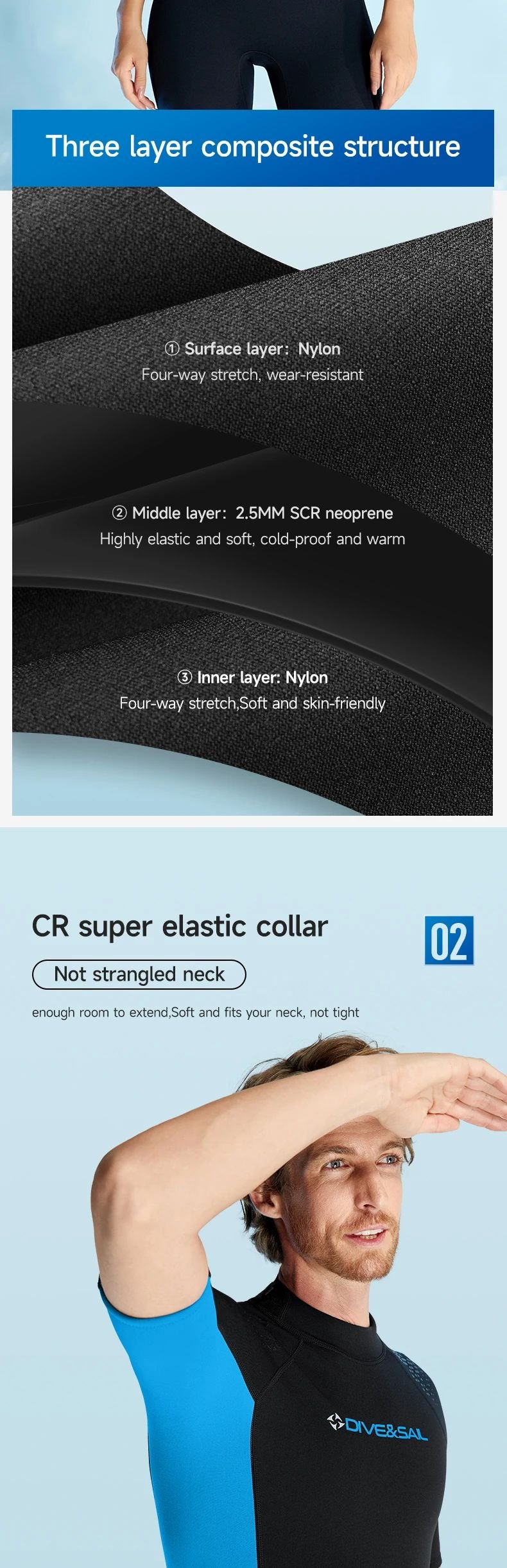 DIVE&SAIL 3mm Short Sleeve Neoprene Wetsuit