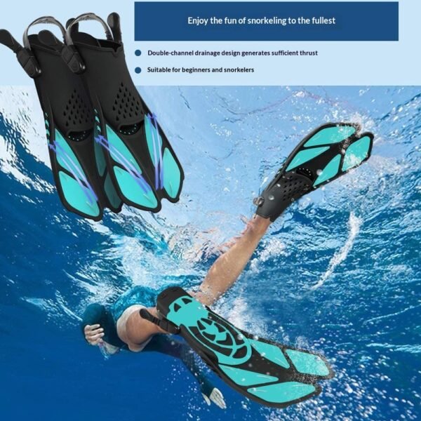 Adjustable Snorkel Fins for Men & Women – Open Heel Silicone Swimming & Diving Fins (Portable Travel Size) 15 | PLANETKRON durable swim fins for pool beach and ocean diving