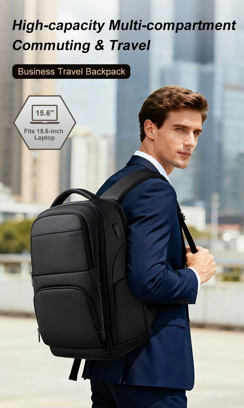 FENRUIEN Business Denim Laptop Backpack – Large Capacity Travel & Commuter Backpack | Multifunctional Casual Bag for Students & Professionals