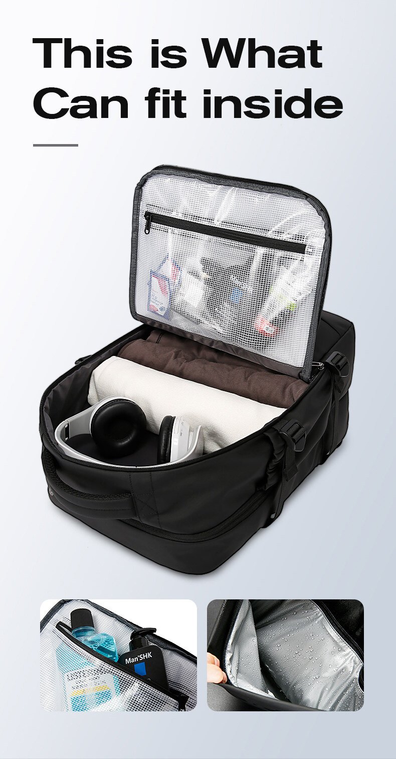 BANGE 40L Expandable Anti-Theft Laptop Backpack with USB Charging Port – Waterproof Travel School Bag for Men 28 BANGE 40L Anti-Theft USB Charging Laptop Backpack