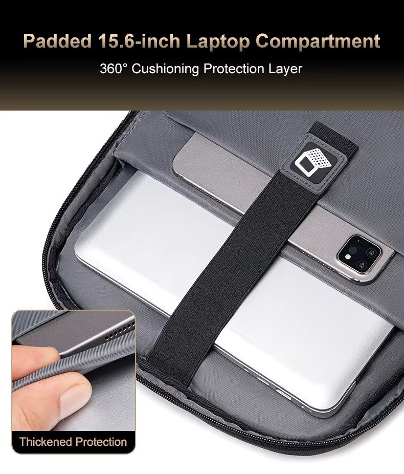 FENRUIEN Denim Business Laptop Backpack Large Capacity