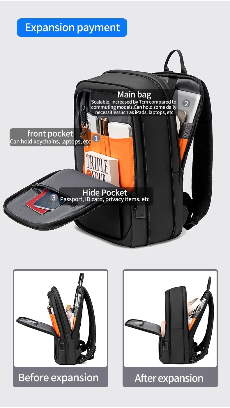 FENRUIEN USB Charging Waterproof College Backpack