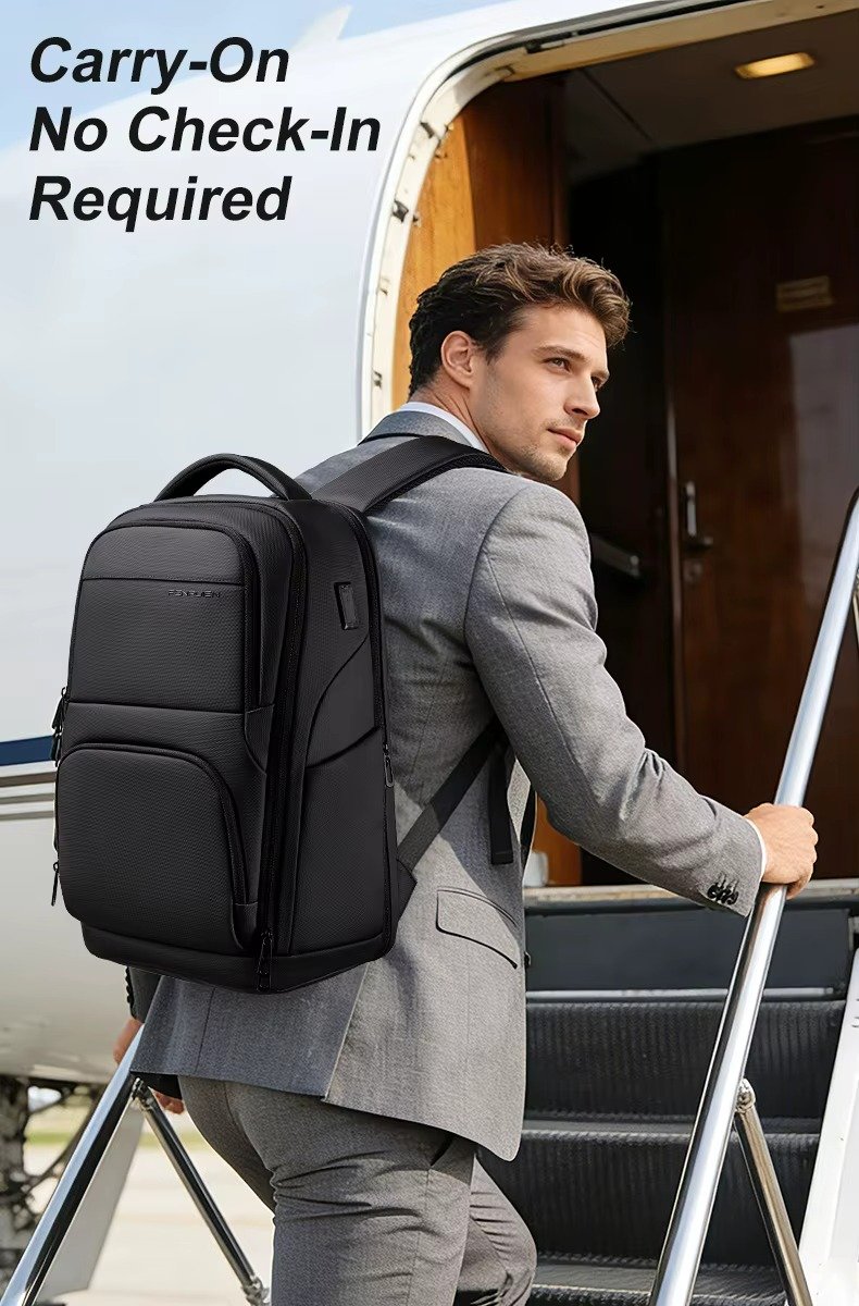 FENRUIEN Denim Business Laptop Backpack Large Capacity