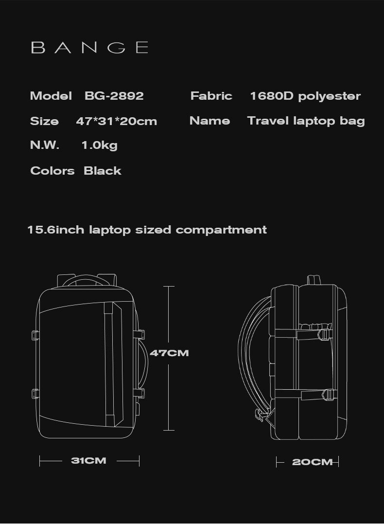BANGE 40L Expandable Anti-Theft Laptop Backpack with USB Charging Port – Waterproof Travel School Bag for Men 32 BANGE 40L Anti-Theft USB Charging Laptop Backpack