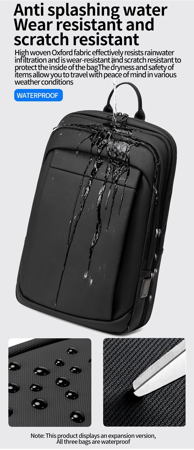 FENRUIEN USB Charging Waterproof College Backpack