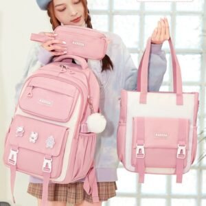 Kawaii Girls Waterproof School Backpack Set