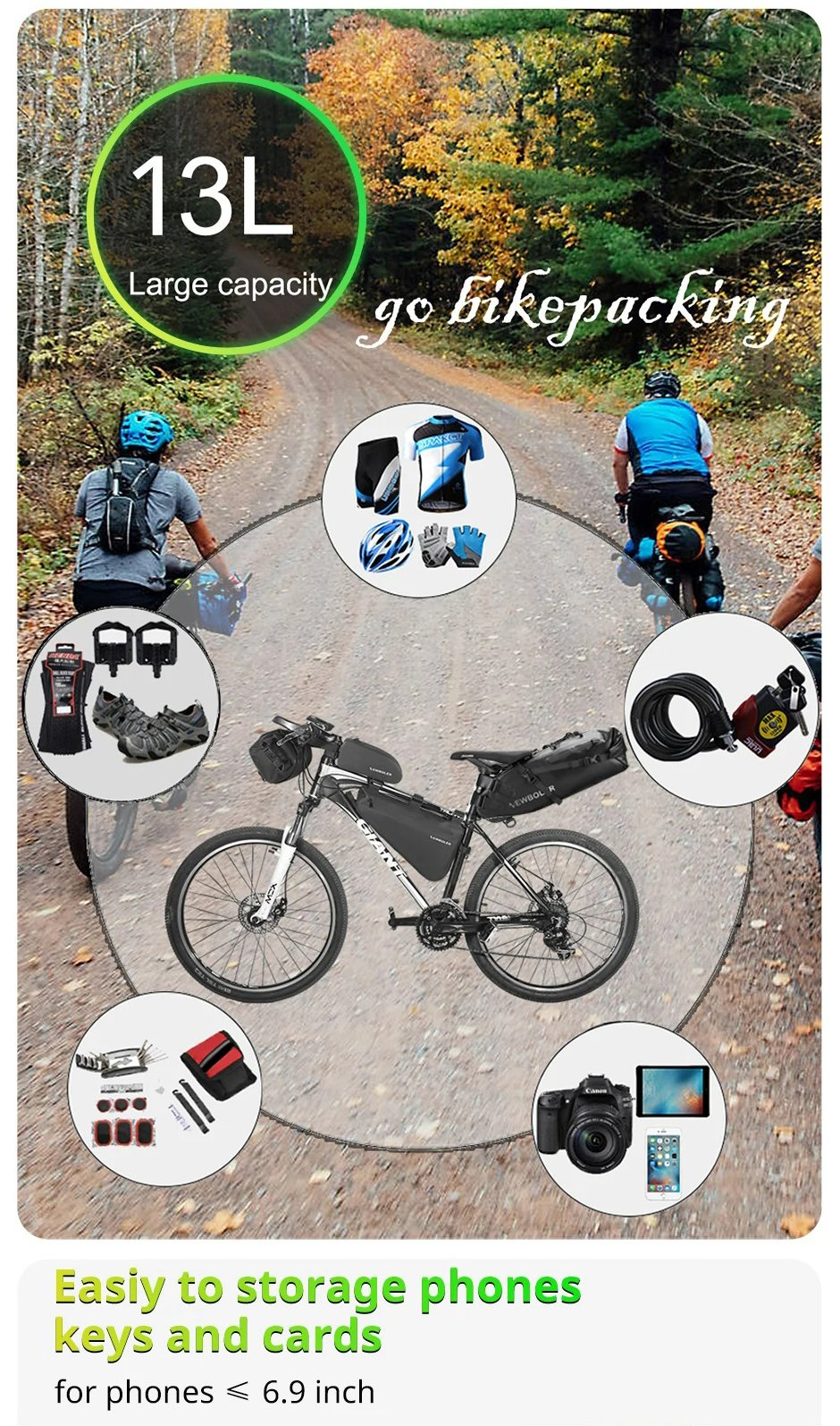 NEWBOLER Waterproof 13L Bike Saddle Tail Bag