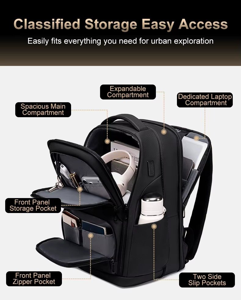 FENRUIEN Denim Business Laptop Backpack Large Capacity