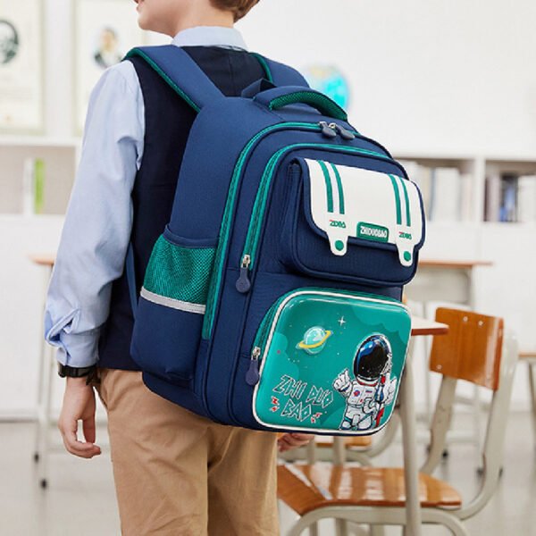 Astronaut Cartoon Kids School Backpack – Lightweight Spine Protection Bag for Boys & Girls (Large Capacity) 21 | PLANETKRON astronaut kids backpack breathable back support school bag