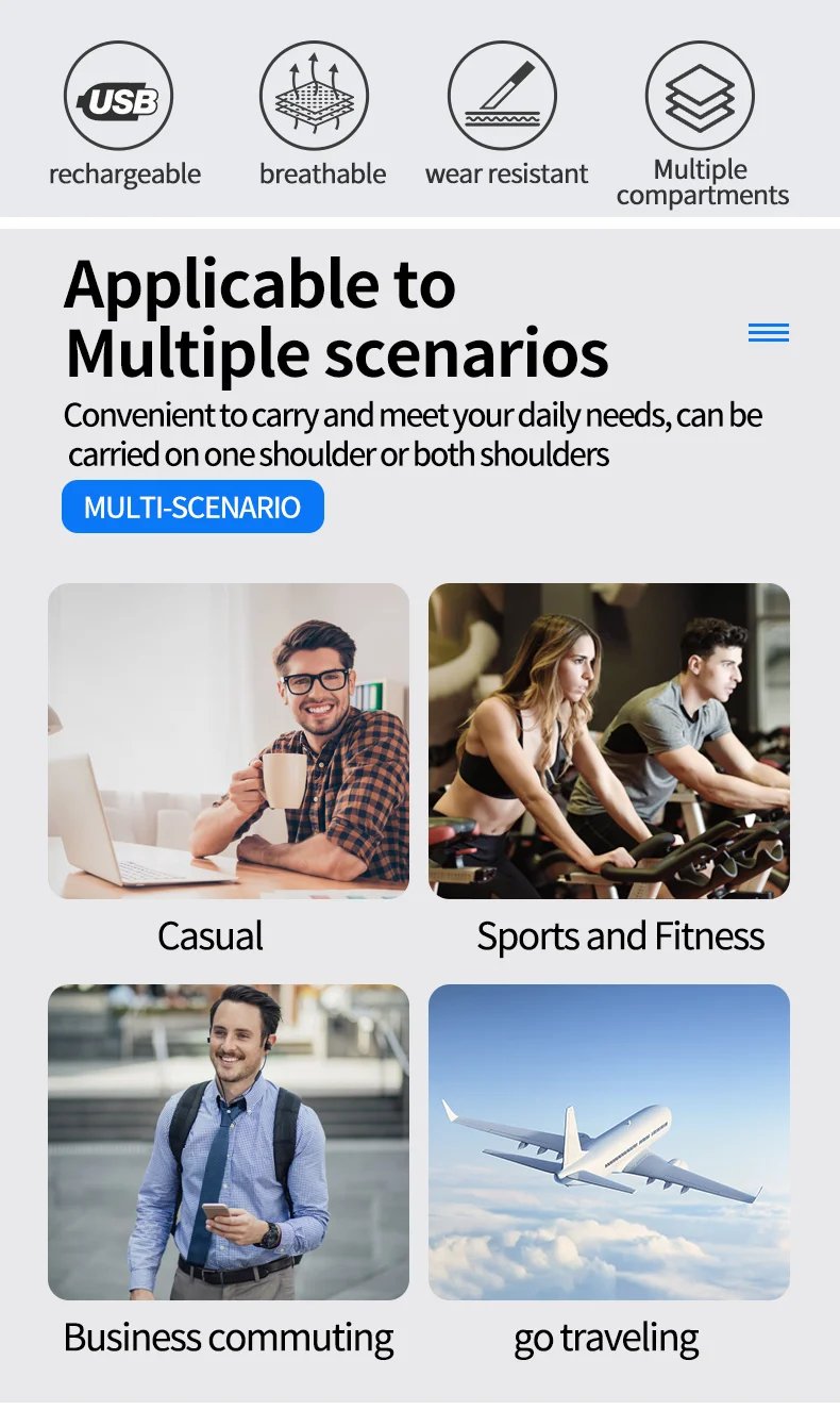 FENRUIEN USB Charging Waterproof College Backpack