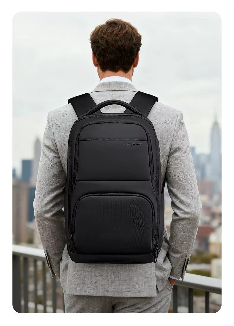 FENRUIEN Denim Business Laptop Backpack Large Capacity