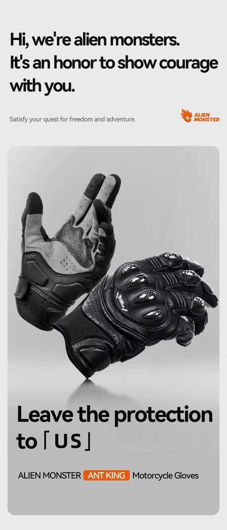 ALIEN MONSTER Waterproof Leather Motorcycle Gloves – Carbon Fiber Anti-Drop Riding Gloves XXL 11 ALIEN MONSTER Waterproof Leather Motorcycle Gloves