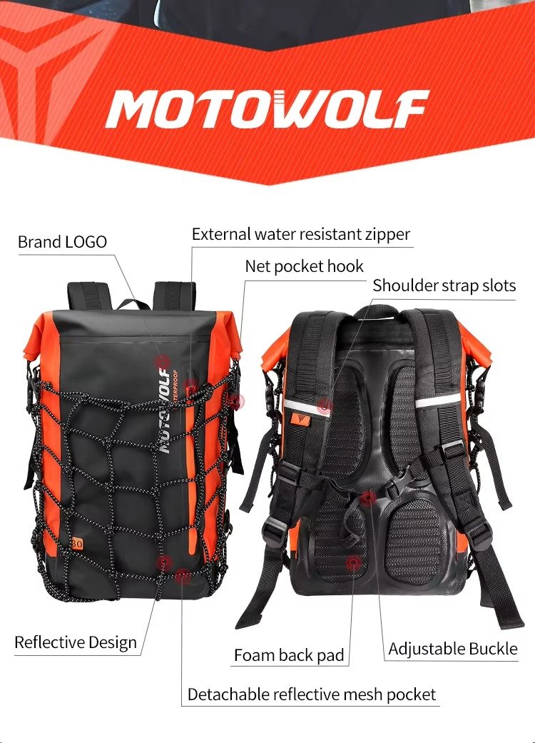 MOTOWOLF Waterproof Motorcycle Helmet Backpack