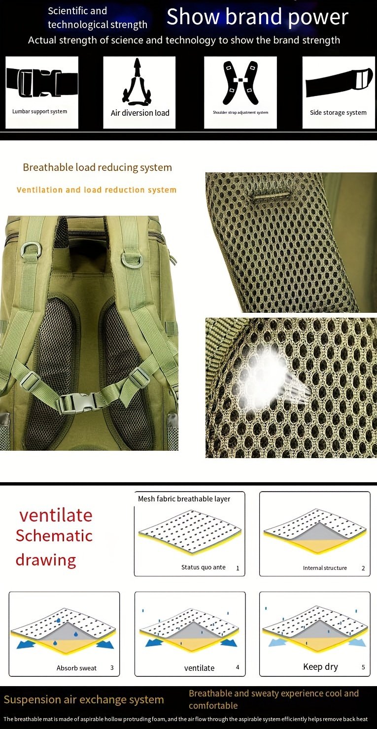 Tactical Hiking Medical Backpack High Capacity