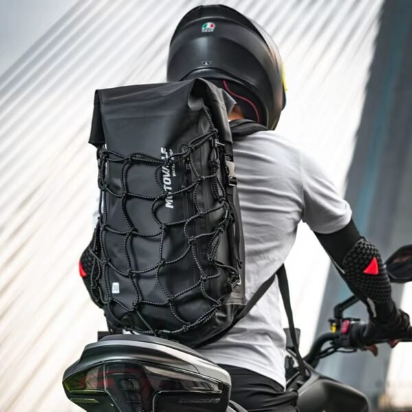MOTOWOLF Waterproof Motorcycle Helmet Backpack – Multi-Purpose Large Capacity PVC Travel Shoulder Bag with Helmet Net Storage 29 | PLANETKRON MOTOWOLF Waterproof Motorcycle Helmet Backpack