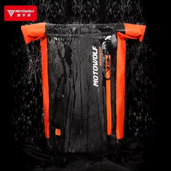 MOTOWOLF Waterproof Motorcycle Helmet Backpack – Multi-Purpose Large Capacity PVC Travel Shoulder Bag with Helmet Net Storage 26 | PLANETKRON MOTOWOLF Waterproof Motorcycle Helmet Backpack