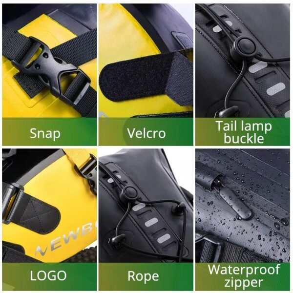 NEWBOLER 13L waterproof bicycle saddle bag with large capacity storage. Ideal for long-distance cycling, MTB, road bikes & bikepacking travel. 30 | PLANETKRON NEWBOLER Waterproof 13L Bike Saddle Tail Bag