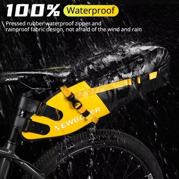 NEWBOLER 13L waterproof bicycle saddle bag with large capacity storage. Ideal for long-distance cycling, MTB, road bikes & bikepacking travel. 27 | PLANETKRON NEWBOLER Waterproof 13L Bike Saddle Tail Bag