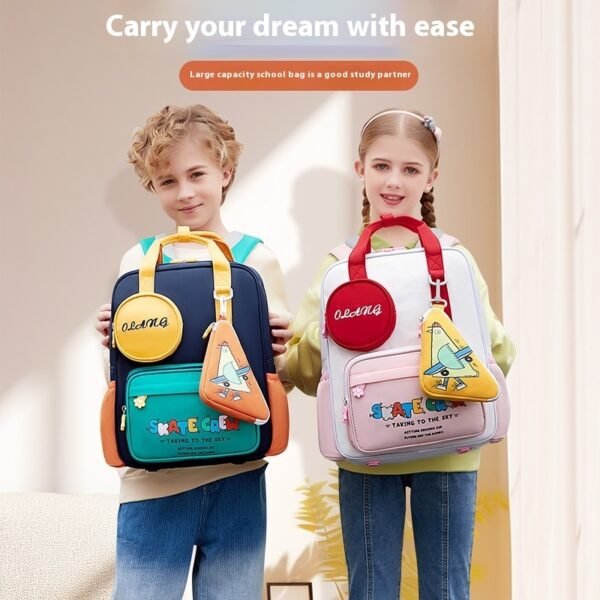 fashion contrast color kids school bag cute backpack