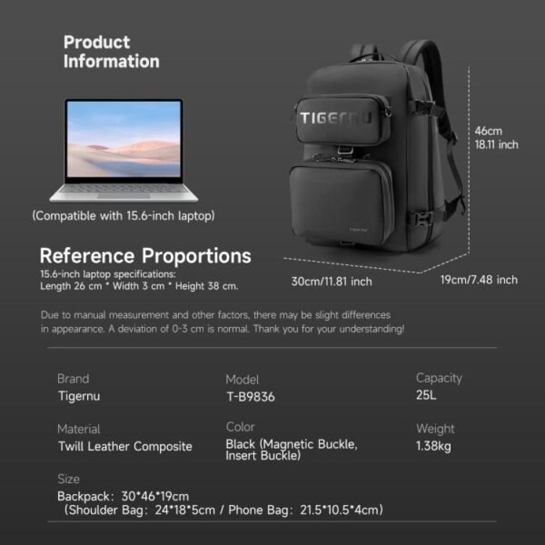 tigernu convertible travel backpack men multifunction laptop bag