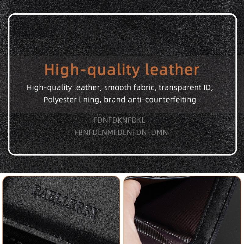 Baellerry D5124 Men Compact Wallet – Vintage Waxed Leather Card Holder with Zipper Coin Pocket 10 | PLANETKRON premium men wallet vintage leather card holder baellerry