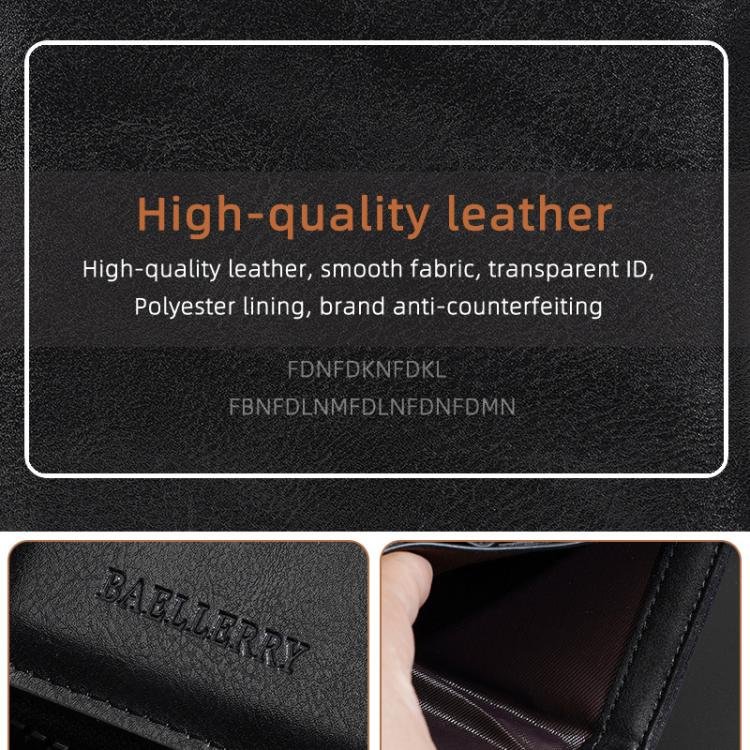 Baellerry D5124 Men Compact Wallet – Vintage Waxed Leather Card Holder with Zipper Coin Pocket 3 | PLANETKRON baellerry d5124 wallet close view premium leather texture