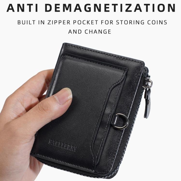 Baellerry D5124 Men Compact Wallet – Vintage Waxed Leather Card Holder with Zipper Coin Pocket 5 | PLANETKRON baellerry wallet with zipper coin pocket and card slots