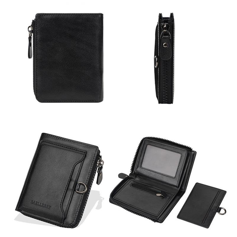 Baellerry D5124 Men Compact Wallet – Vintage Waxed Leather Card Holder with Zipper Coin Pocket 14 | PLANETKRON premium men wallet vintage leather card holder baellerry