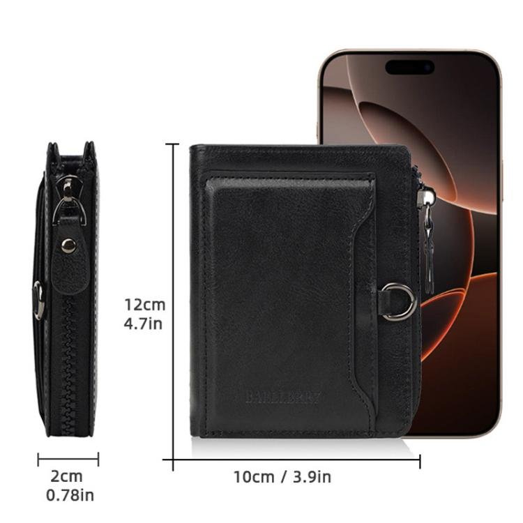 Baellerry D5124 Men Compact Wallet – Vintage Waxed Leather Card Holder with Zipper Coin Pocket 8 | PLANETKRON baellerry d5124 men compact wallet vintage leather card holder